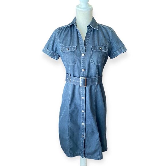 Apt. 9 Chambray Shirtdress with Buckle Belt Size 4 - Picture 2 of 15
